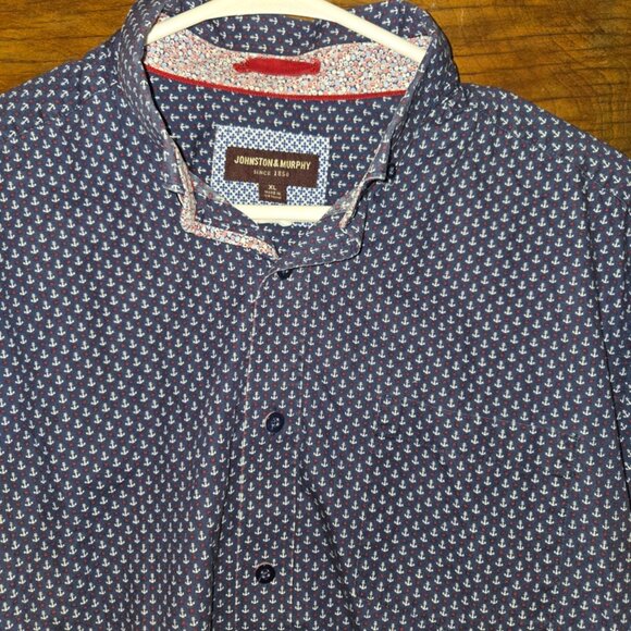 Johnston Murphy Geometric Anchors Short Sleeve Button Up Shirt Mens XL LOT OF 2 - Picture 11 of 13
